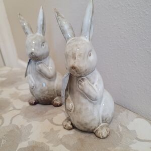 Elegant Ceramic Rabbit Duo - Cream and Brown